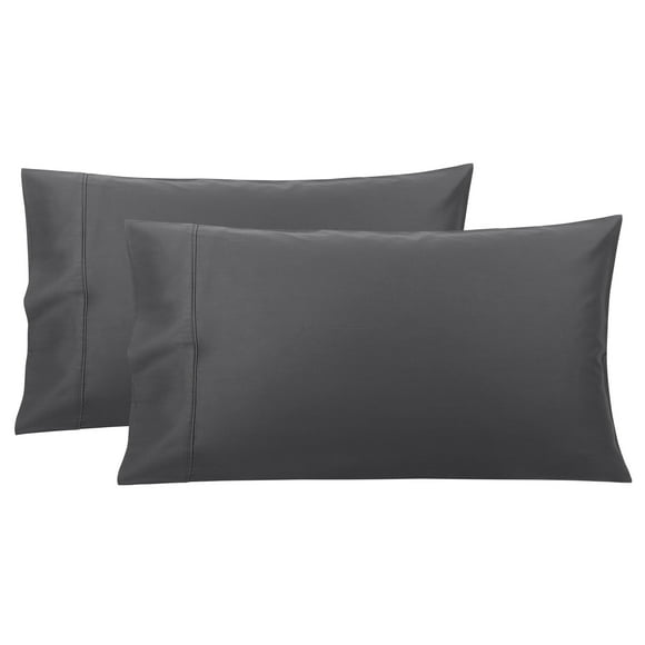Funda de Almohada de Algodón PiccoCasa Juego de 2 Suaves Transpirables Fundas Almohadas SIN Cremallera Gris Oscuro 51x66cm