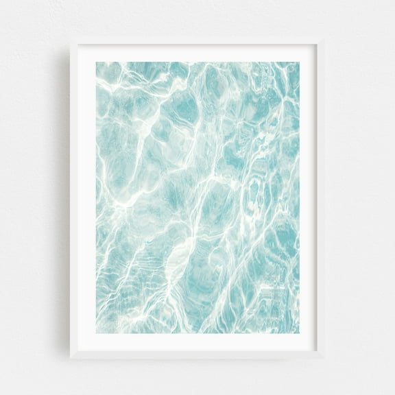 Water Pattern - Photography Abstract Waves Ocean Minimalist Coastal Beach White Framed Wall Art Print 8 x 10 inches