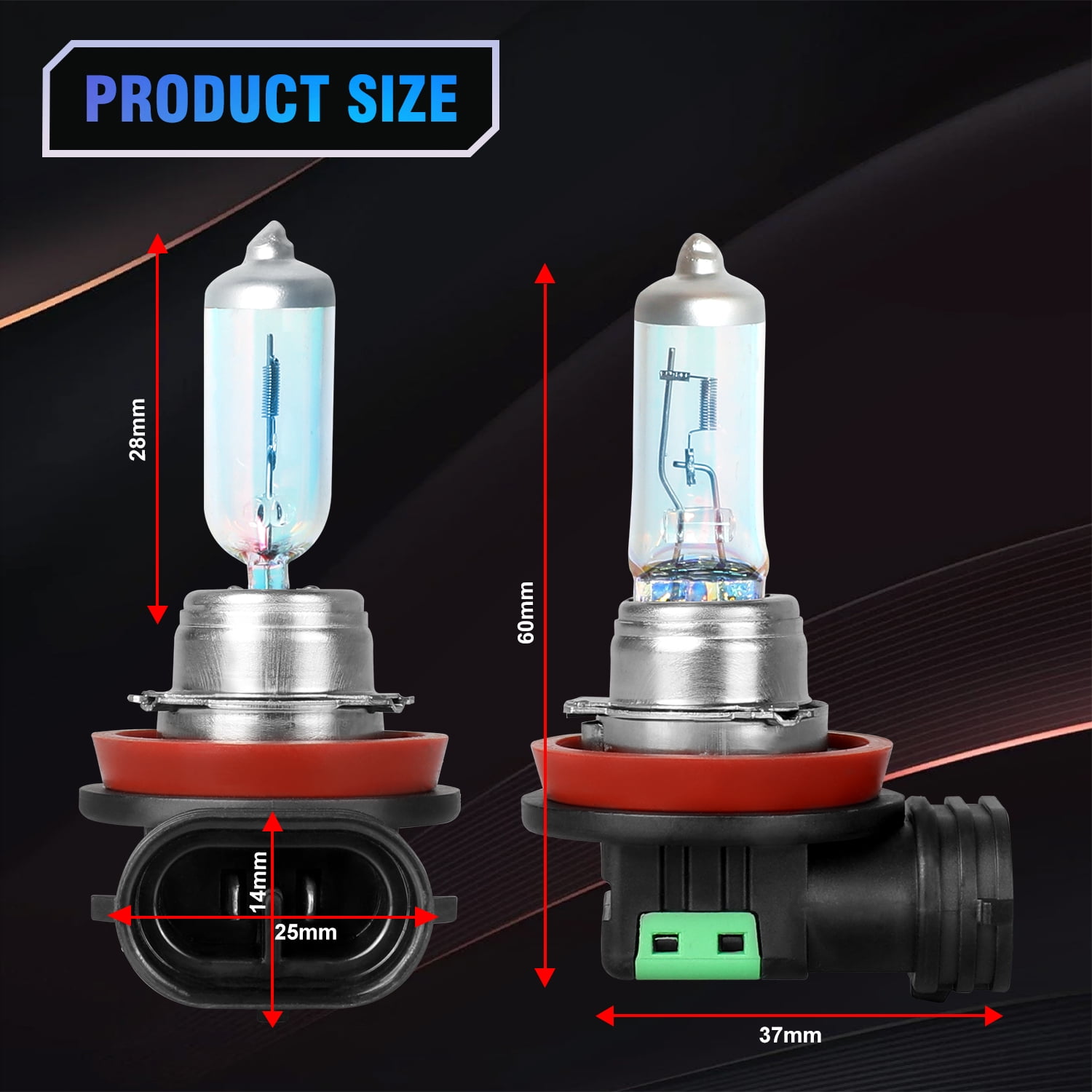 9005 H11 Halogen Headlight Bulbs Combo, High Low Beam Replacement, 4000LM 4200K Warm White, Pack of 4