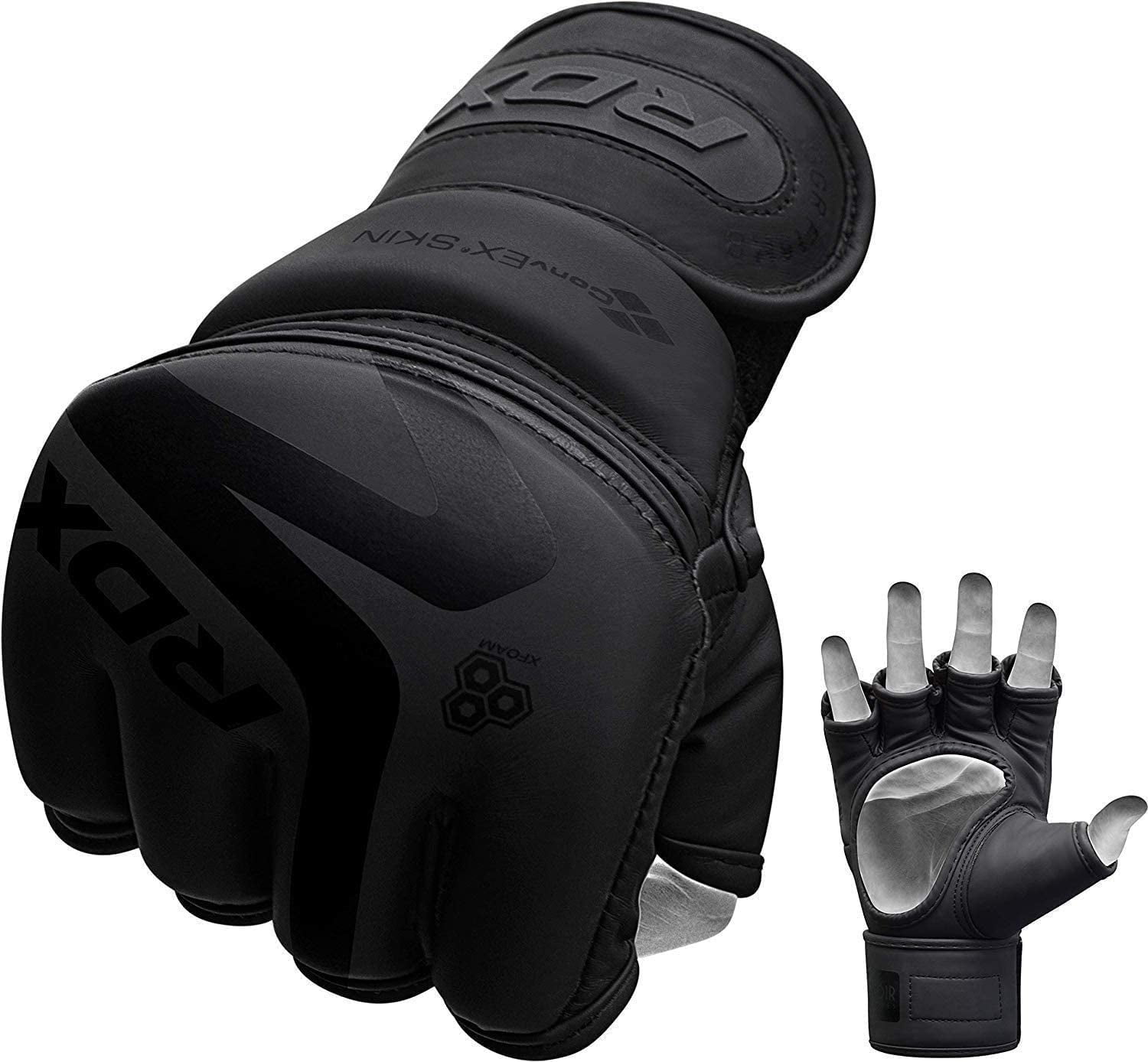 RDX MMA Boxing Gloves for Grappling, Kickboxing Muay Thai, F15, Large, Matte Black