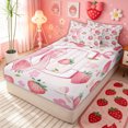 thumbnail image 2 of meiyoeat Strawberry Letter C Zipper Comforter Set with Fitted Sheet and 2 Pillowcases for Girls, Cute Bowknot Floral Zipper Bedding Set, Pink, Pink Reversible, 3-Piece, 2 of 6