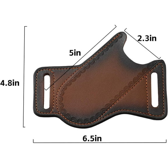 DASAW-Leather Sheath, Slanted, Brown, 5" x 1.75" for 3-5" Knives