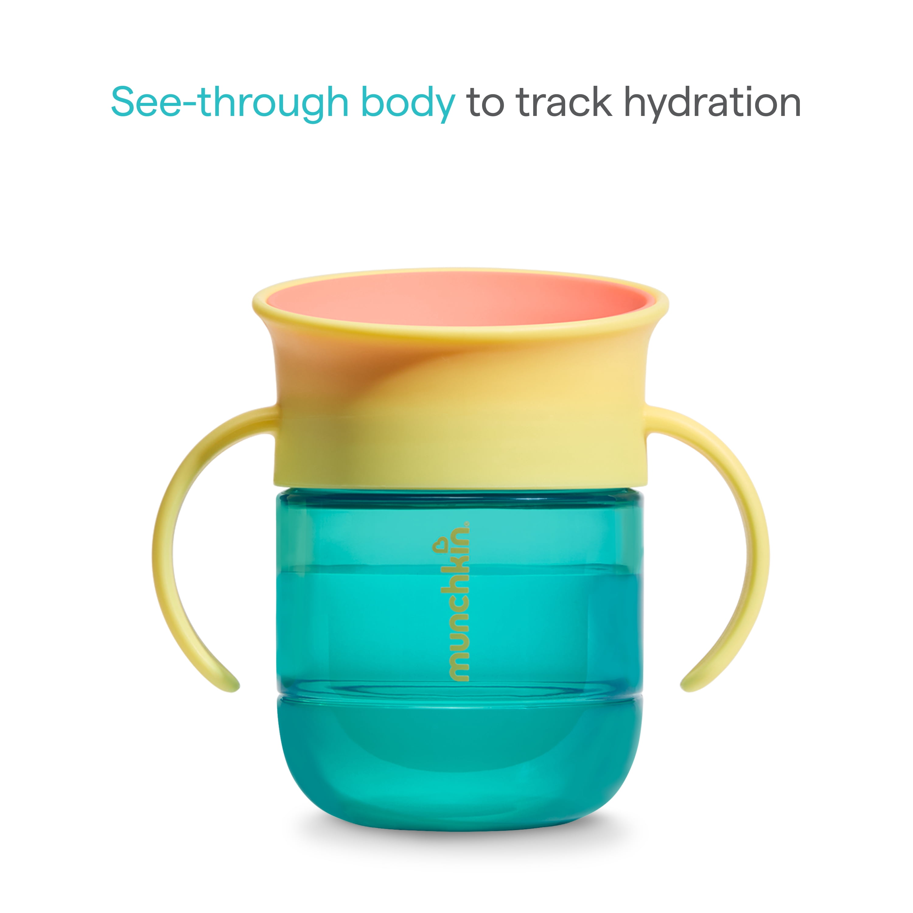 Munchkin Miracle 360 Toddler Sippy Cup with Spill-Proof Valve, Trainer Handles, 6+ Months, 7 oz, Dark Blue