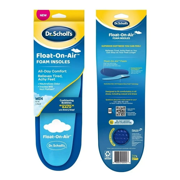 Dr Scholls Float On Air Comfort Insoles, Men Sizes 8 To 14, 1 Pair..