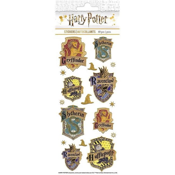 Paper House Sticky Pix Faux Enamel Stickers 8"X3"-Harry Potter Crests