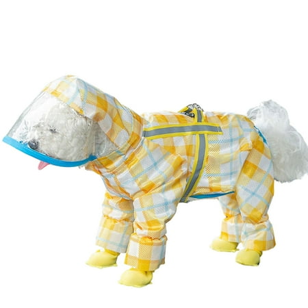 Dog Raincoat and Rain Shoes Set  Full Cover Reflective Dog Jacket  Dog Raincoat with Rain Boots Set for Small Medium Dogs Yellow M
