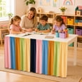 thumbnail image 3 of Teacher Desk Skirt Classroom Table Skirt Rectangle Desk Cover For Back To School Office Bookcase Cabinet 106.3x29.53 Inch, 3 of 3