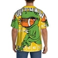 thumbnail image 3 of Yiaed T-Rex Playing Football Print Mens Casual Wrinkle Free Shirts Short Sleeve Button Down Summer Stretch Dress Shirt-4X-Large, 3 of 5