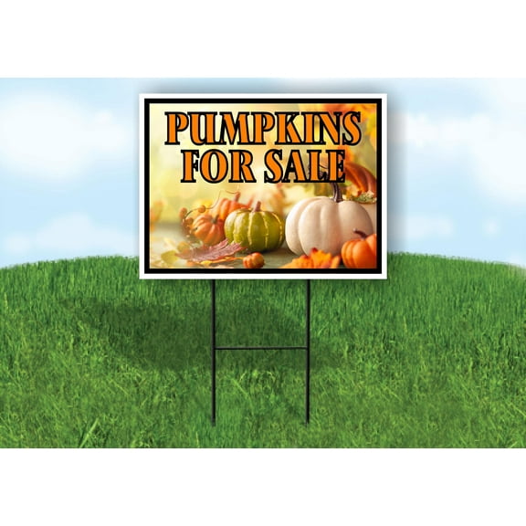 Double Sided Sign PUMPKINS FOR SALE PHOTO Yard Sign ROAD SIGN with Stand