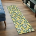 thumbnail image 3 of 2'x6' Rug Runners for Hallways Kitchen, Yellow Teal Boho Botanical Non Slip Entryway Beside Floor Carpet Runner, Southwestern Leaves Ethnic Tribal Laundry Room Bedroom Throw Rugs Mat for Family Pet, 3 of 8