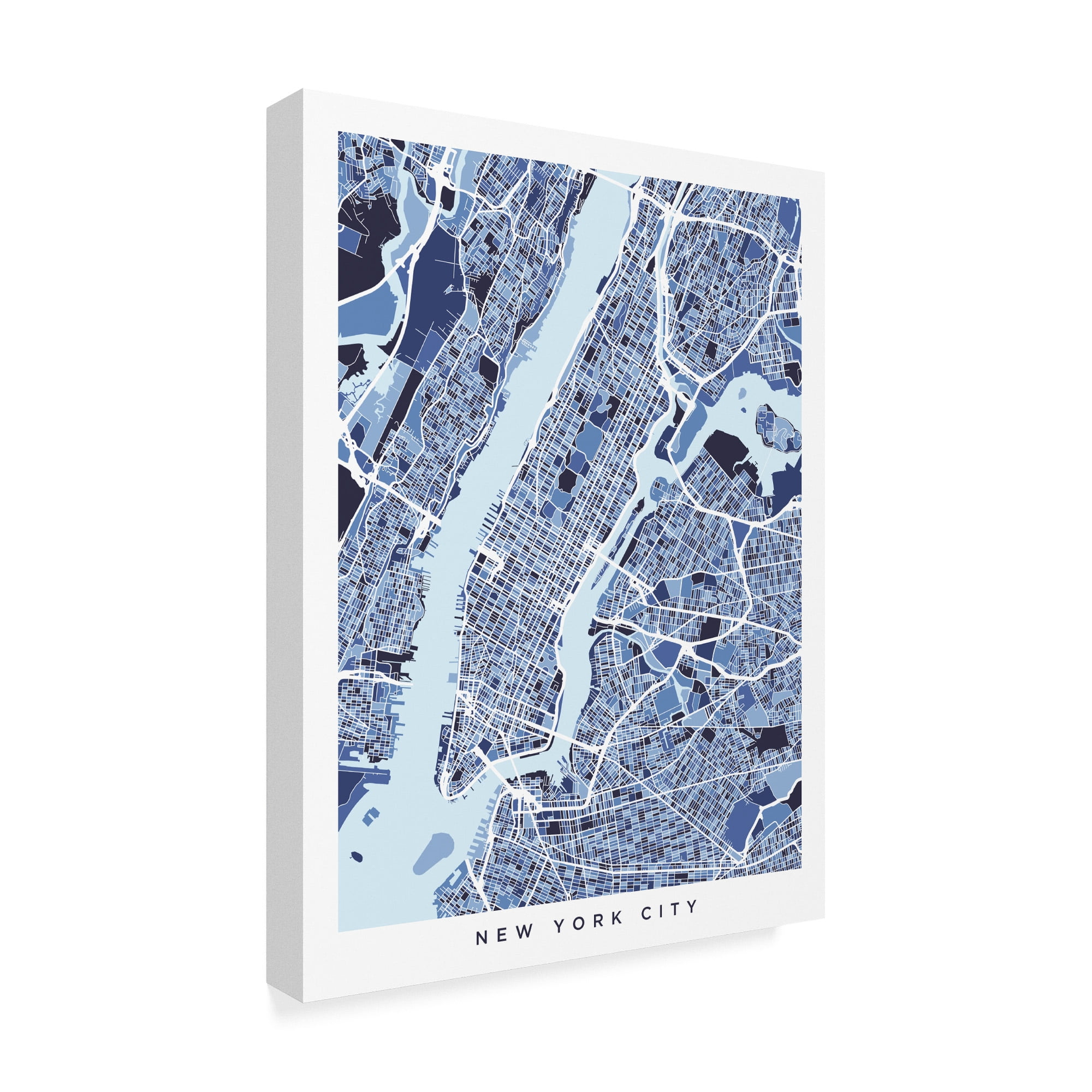 Trademark Fine Art 'New York City Street Map Watercolor Blue' Canvas Art by Michael Tompsett