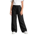 thumbnail image 2 of Mifsaly Girls Cargo Pants Kids High Waisted Wide Leg Baggy Joggers for Back To School Outdoor Activities with Mutil Pockets Black,5 Years, 2 of 5