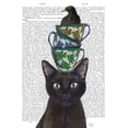 thumbnail image 4 of Fab Funky 15x18 Black Modern Wood Framed Wall Art Titled - Black Cat with Teacups and Blackbird, 4 of 6