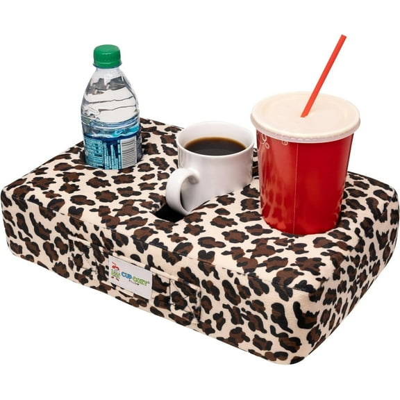 The Original Cup Cozy Pillow 3 Hole Leopard As Seen on TV-Cup Holder Caddy for Couch, Sofa, Bed, Car, RV, Park, Beach, & More!