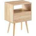 thumbnail image 5 of 15.75" Rattan End Table with Drawer and Solid Wood Legs, Modern nightstand, Side Table for Living Room, Bedroom (Basics Model, Natual), 5 of 7