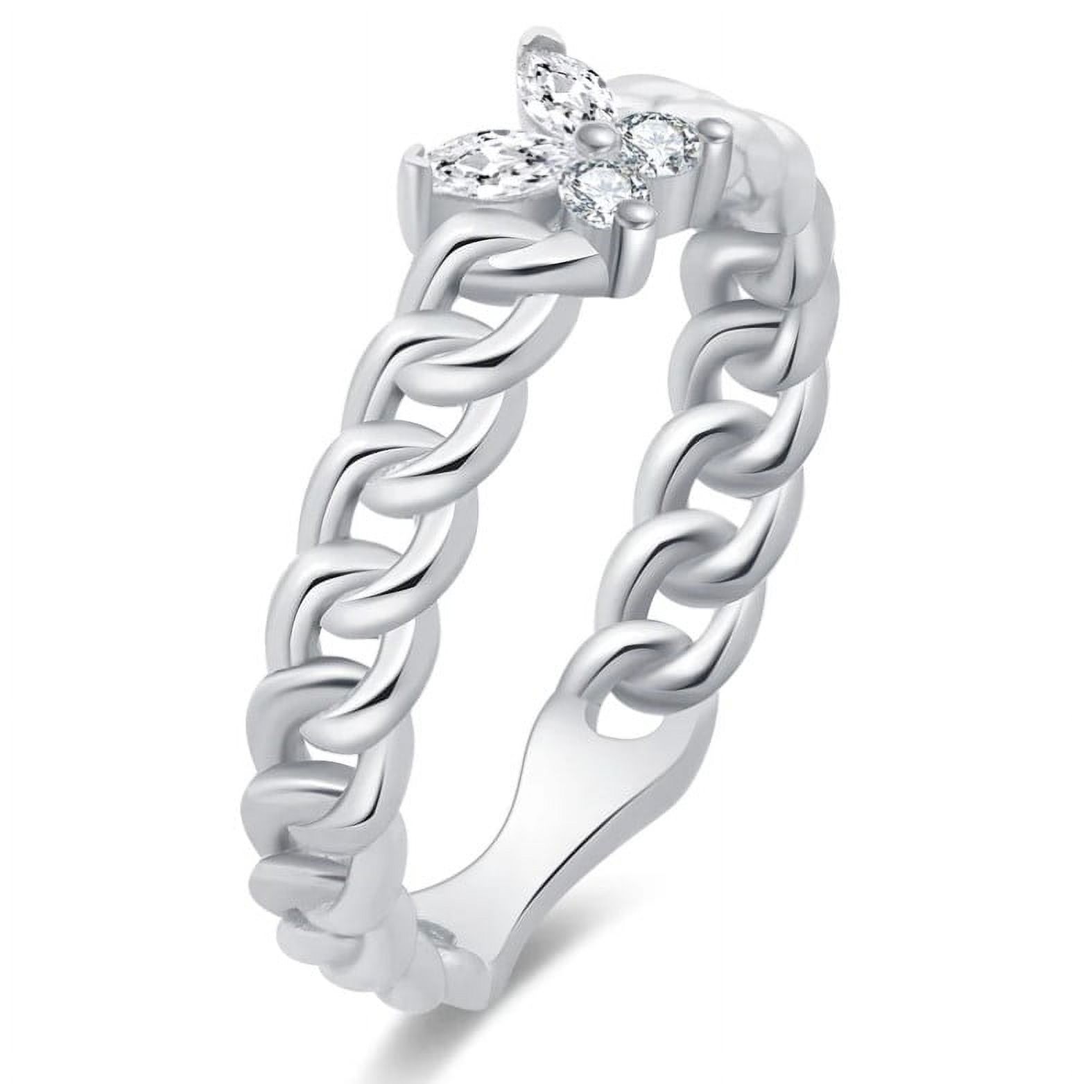 Planet Pure Women's Simulated Diamonds Butterfly Ring in Recycled Sterling Silver Size 8