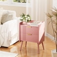 thumbnail image 3 of Mesa de noche moderna Aenuert con 2 cajones de almacenamiento, pequeña mesa de noche, mesa lateral de madera para sofá para dormitorio, estudio y espacios pequeños (Rosa), 3 of 9