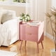 thumbnail image 3 of Mesa de noche moderna Aenuert con 2 cajones de almacenamiento, pequeña mesa de noche, mesa lateral de madera para sofá para dormitorio, estudio y espacios pequeños (Rosa), 3 of 9