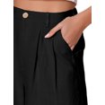 thumbnail image 5 of INSPIRE CHIC Shorts for Women's High Waisted Linen Wide Leg Elastic Waist Dressy Casual Summer Bermuda Shorts L Black, 5 of 6