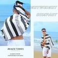 thumbnail image 5 of Exclusivo Mezcla Oversized Microfiber Quick Dry Beach Towel, Lightweight Sand-Free Cabana Stripe Pool Travel Camping Towel with Bag (Black, 35"X70"), 5 of 7