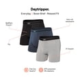thumbnail image 5 of SAXX Underwear Co. Men's Daytripper Comfort Stretch Boxer Brief Fly 3-Pack, Black/Grey/Navy, 3X-Large, 5 of 7