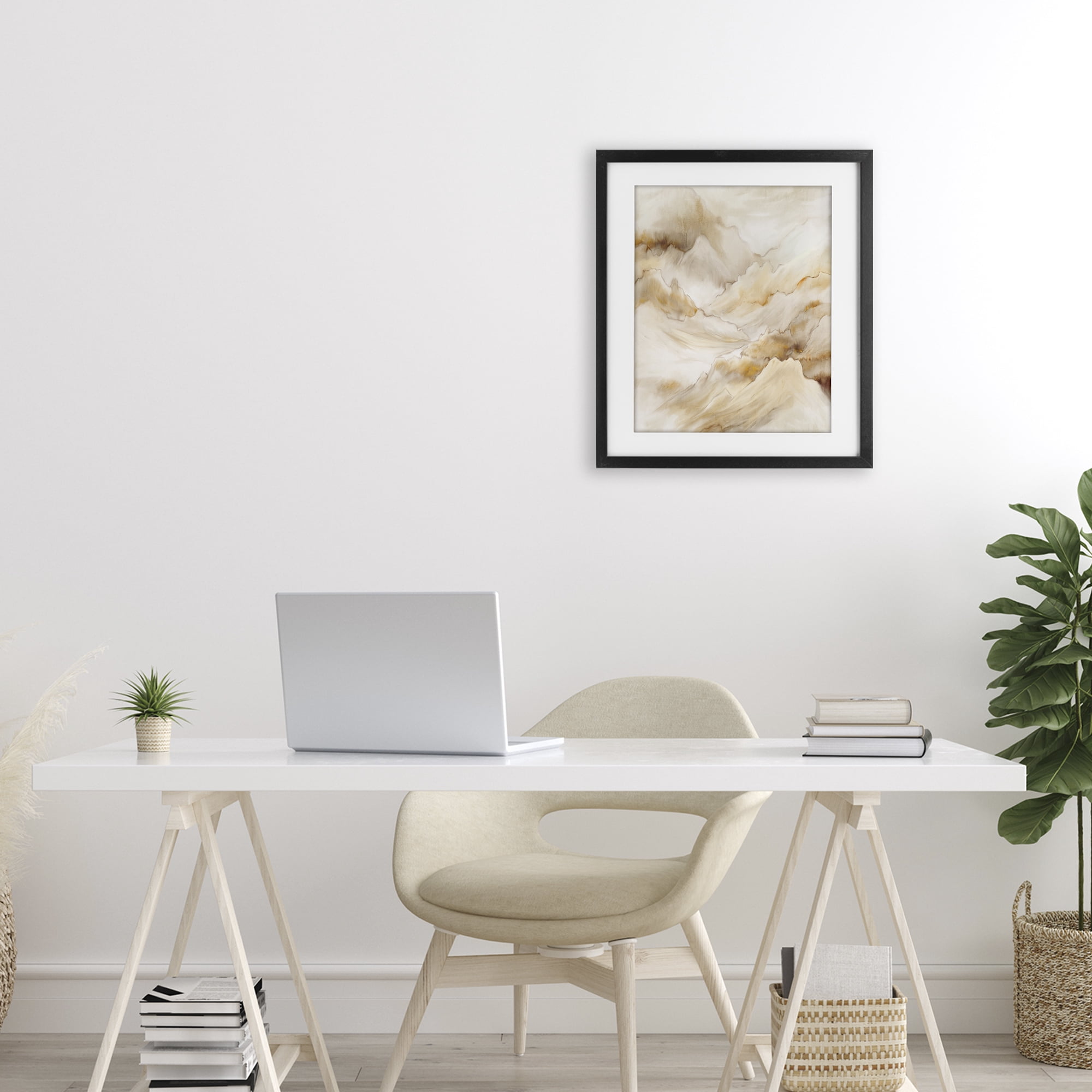 Stupell Industries Neutral Land Flow Black Framed Print Under Glass, design by Kim Allen