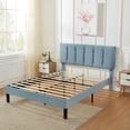 thumbnail image 4 of VECELO Queen Size Platform Bed Frame, Velvet Upholstered Bed Frame with Adjustable Headboard, No Box Spring Needed, Easy Assembly, Light Blue, 4 of 11