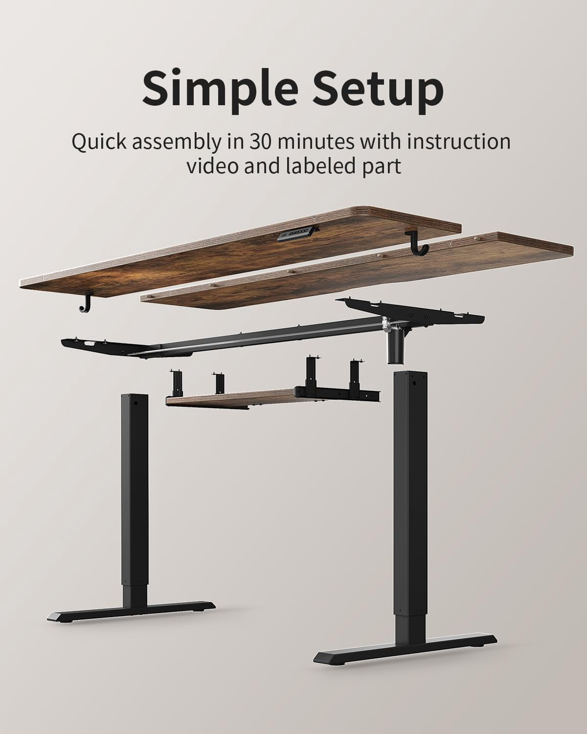 DESINO Standing Desk with Keyboard Tray, 63 x 24 inch Height Adjustable Electric Standing Desk, Sit Stand Up Desk, Computer Office Desk, Rustic Brown