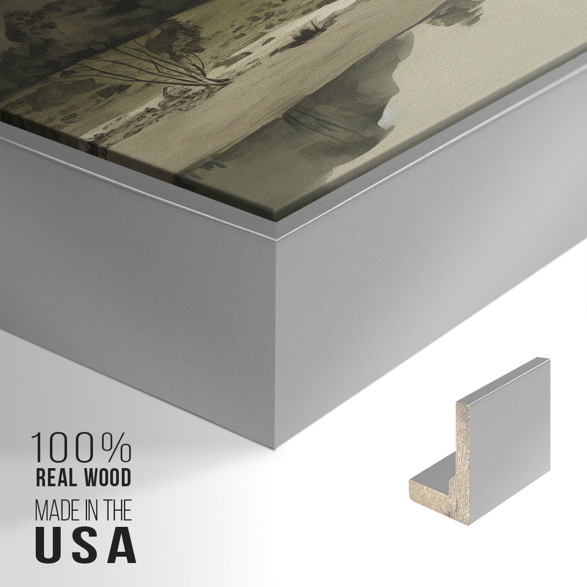 Vintage Landscape-XX By Wexford Home Framed in Silver Wood Gallery Wrapped Canvas 25 in. x 37 in.
