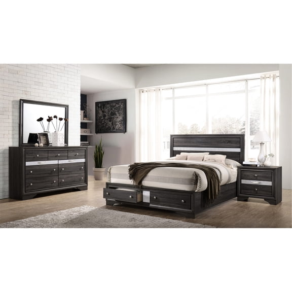 Full Size Wood Bedroom Set with Drawer Storage / Ideal for Cozy Bedroom Setup