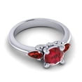 thumbnail image 3 of 2.50 Carat Unique Round Shape Red Ruby & Garnet Gemstone Three Stone Anniversary Ring for Women Solid 14K White Gold Size 8 by Diamond-Capitals, 3 of 8