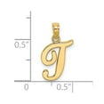 thumbnail image 3 of Diamond2Deal 14K Yellow Gold Script Letter T Initial Pendant for Women (L- 0.69inch, W- 0.38inch), 3 of 6