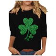thumbnail image 2 of Meichang Hauts à Manches 3/4 pour Femmes, T-Shirts de la Saint-Patrick, T-Shirts Graphiques Verts Trèfle, Col Rond Décontracté, T-Shirts Irlandais Chanceux, 2 of 4