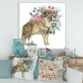 thumbnail image 2 of Designart 'Wolf With Woodland Flowers On White' Farmhouse Framed Canvas Wall Art Print, 2 of 5