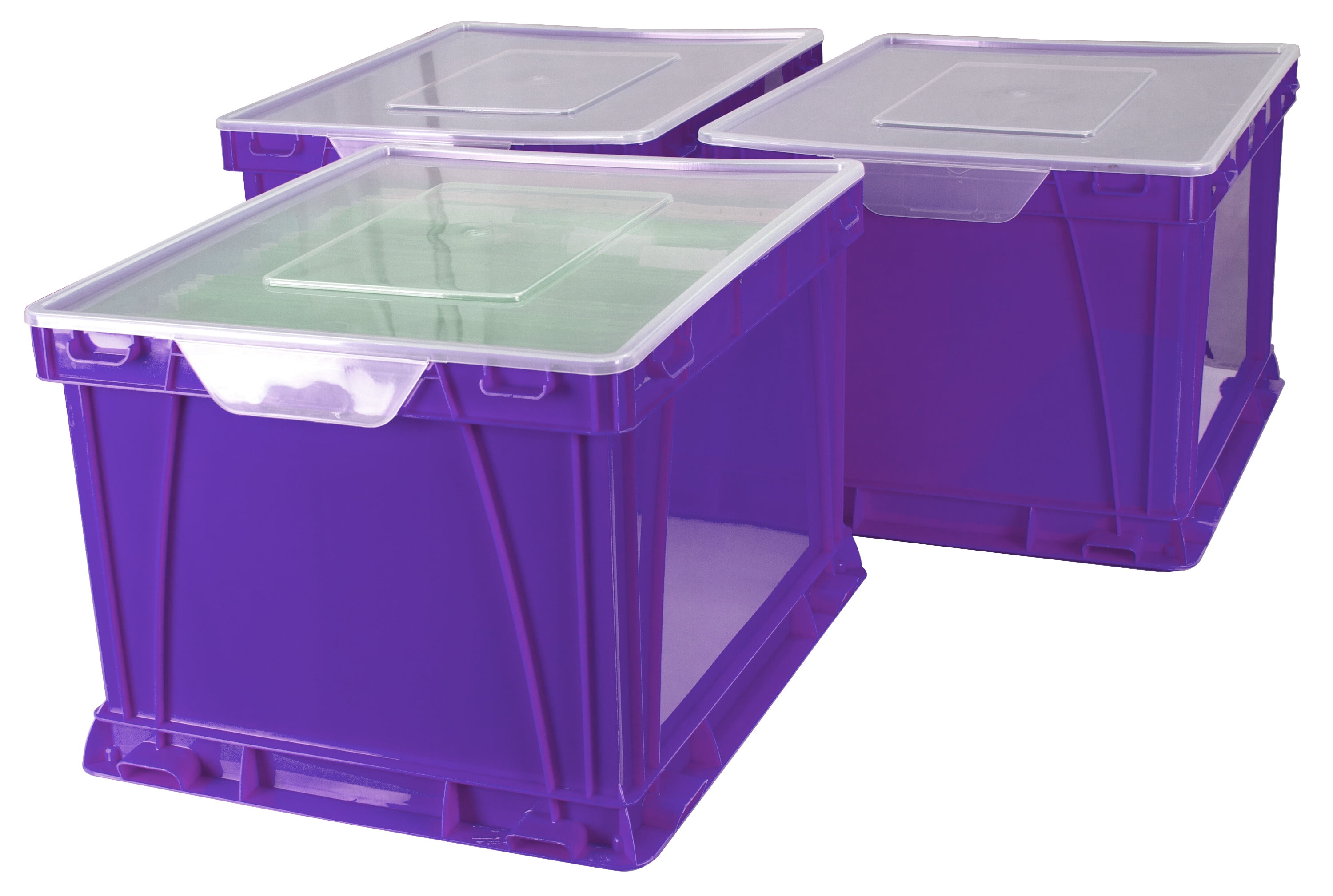 Storex Plastic Storage Cube, Fits Letter and Legal Folders, Purple, 3