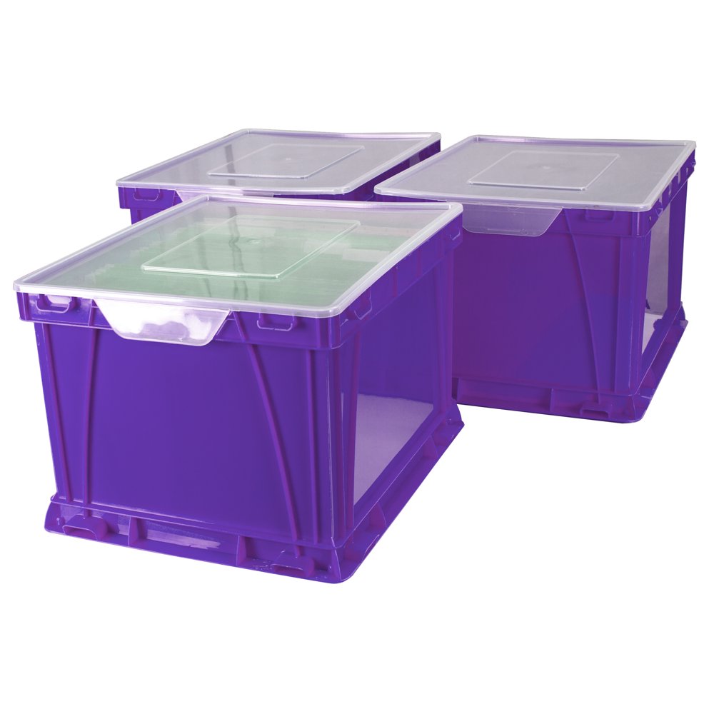Storex Plastic Storage Cube, Fits Letter and Legal Folders, Purple, 3