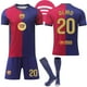 thumbnail image 1 of 2024-2025 Barcelona Home Kids Adult New Football Shirt With Socks No.20 Olmo, 1 of 2