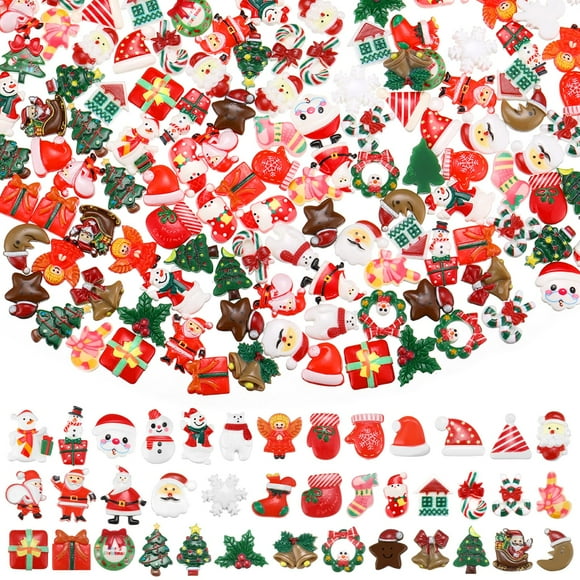 Abalorios navideños de resina Wesiti, 200 unidades, miniaturas de 2 a 3 cm