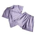 thumbnail image 4 of LYHaoo Girls' Short Sets Girls Outfits Set Casual Summer Outfit Toddler Kids Sportswear Two Piece Short Sleeve Pants Comfy Play Clothes For Ages 2 10 Sizes 4-5 Years(Purple), 4 of 4