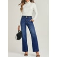 thumbnail image 4 of DOKOTOO Jeans for Women High Waisted Wide Leg Jeans Trendy Stretchy Denim Pants with Slanted Pockets Comfort Baggy Straight Leg (Plus Sizes Available), 4 of 8