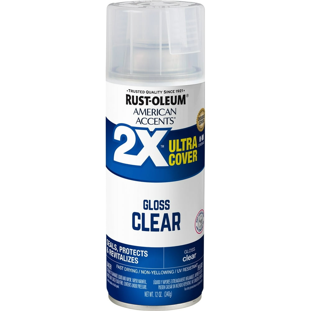 Clear, RustOleum American Accents 2X Ultra Cover Gloss Spray Paint, 12