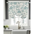 thumbnail image 5 of Teal Green Spring Floral Tie Up Curtains for Window, Thermal Insulated Balloon Shade Adjustable Rod Pocket Curtains Valance Panels for Kitchen Bathroom Cafe 42 x 63 Retro Farmhouse Summer Botanical, 5 of 6