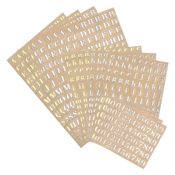 Alphabet Letter Number Sticker 12 Sheets Mini Resin Stickers Glitter Self Adhesive for Epoxy Resin Scrapbooking 1/8"