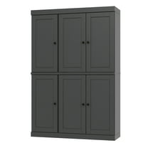 Palace Imports 100% Solid Wood Kitchen Pantry Storage Cabinet with Doors, Adjustable Shelves and 2-Drawers, Gray