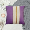 thumbnail image 2 of GOSMITH  Decorative Throw Pillow Covers 20x20 Inch for Living Room Couch Bed, Purple and White Patchwork with Gold Leather, Luxury Modern Home Decor, Accent Cushion Case, 2 of 5