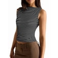 thumbnail image 2 of Tank Tops for Women Summer Boat Neck Sleeveless Casual Basic Ribbed Slim Fitted Shirts Black L, 2 of 10