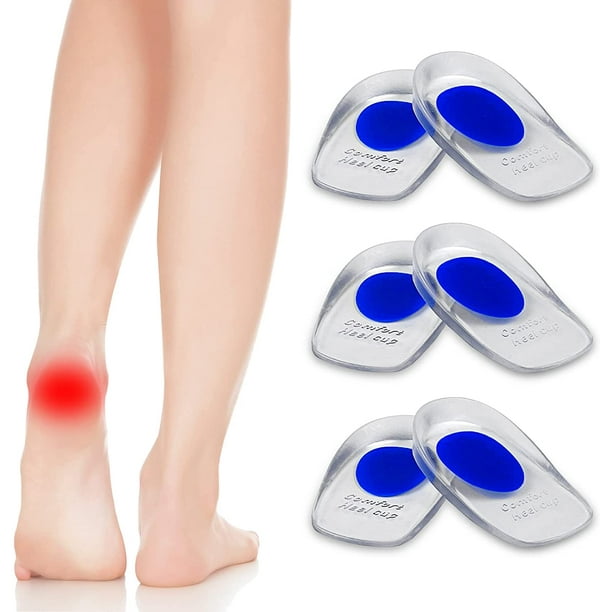 3 pares de almohadillas de gel para el talón, almohadillas de silicona para el talón, plantillas para aliviar el dolor en los pies, almohadillas ortopédicas para tendinitis y fascitis plantar para hom
