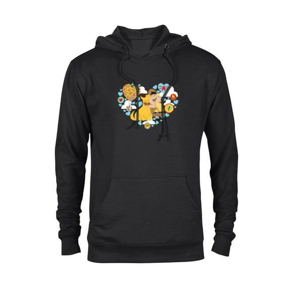 Disney and Pixar’s Up Russel and Dug Heart - Pullover Hoodie for Adults – Customized-Black