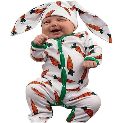 baskuwish 3Pcs/Set My 1st Easter 2019 Outfit Baby Boys Girls Easter Bunny Creeper Romper Pants Hat Easter Outfit