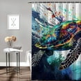 thumbnail image 2 of Blue Ocean Underwater World Sea View Big Turtle Coral Reef Art Home Decoration Bathroom Shower Curtain Multiple Sizes with Hooks, 2 of 7